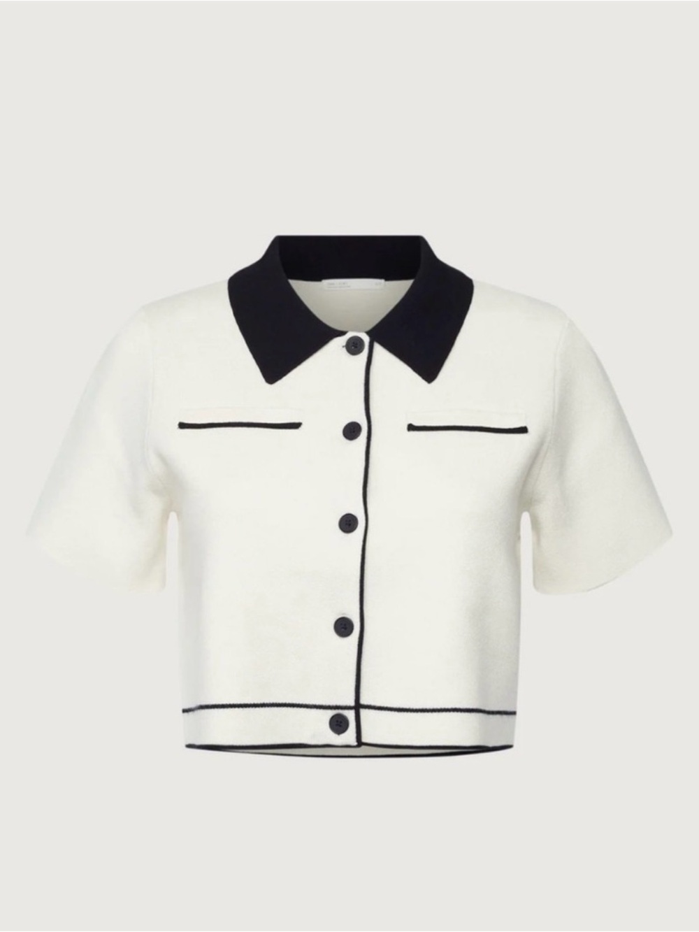 OAK + FORT Two-Tone Knit Cardigan in Ivory and Black